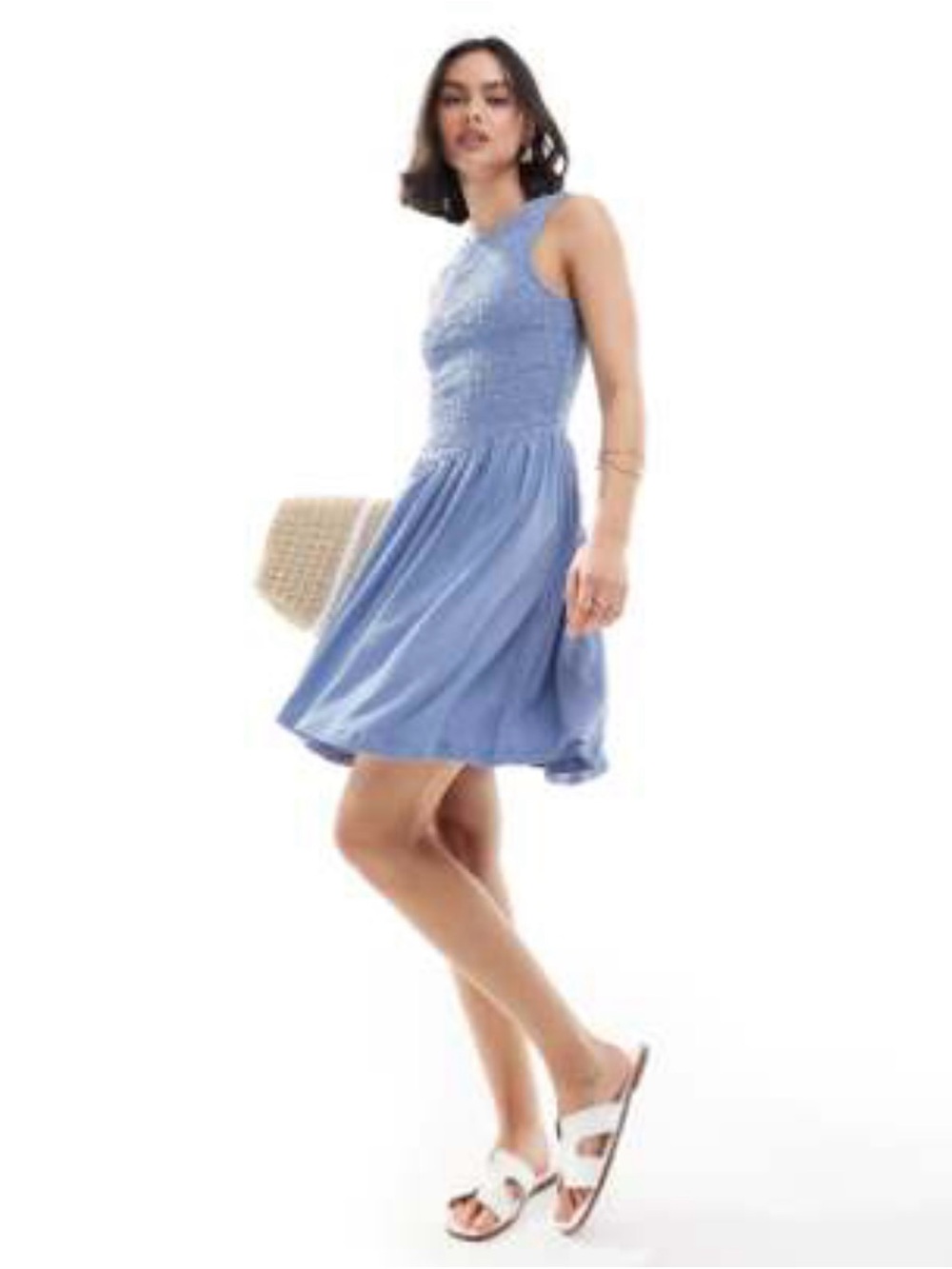 Shirred Bodice Sundress with Open Back